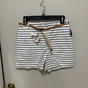 NWT Zara White and Black high waisted shorts with Nautical Stripes